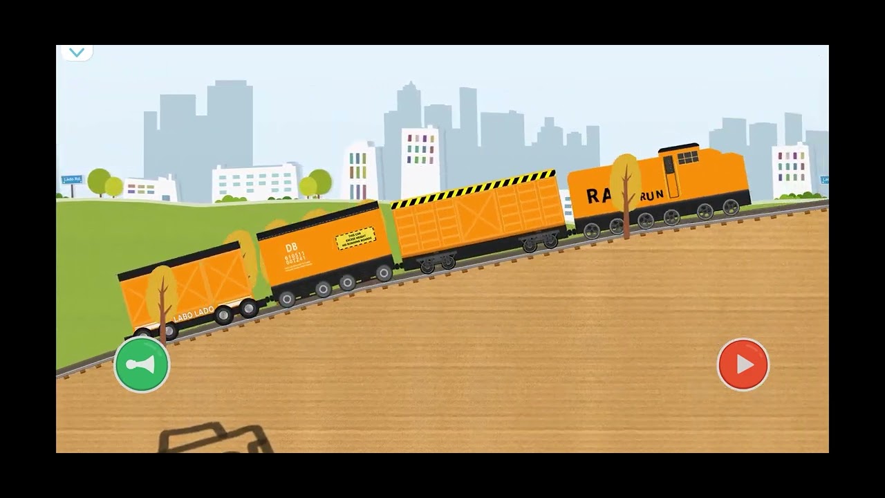 Orange locomotive on labo brick train ￼