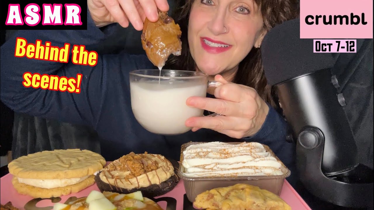 ASMR RECORDING a CRUMBL video..the STRUGGLE is REAL! 😂🤦🏻‍♀️  ASMR CRUMBL Cookies & Milk MUKBANG