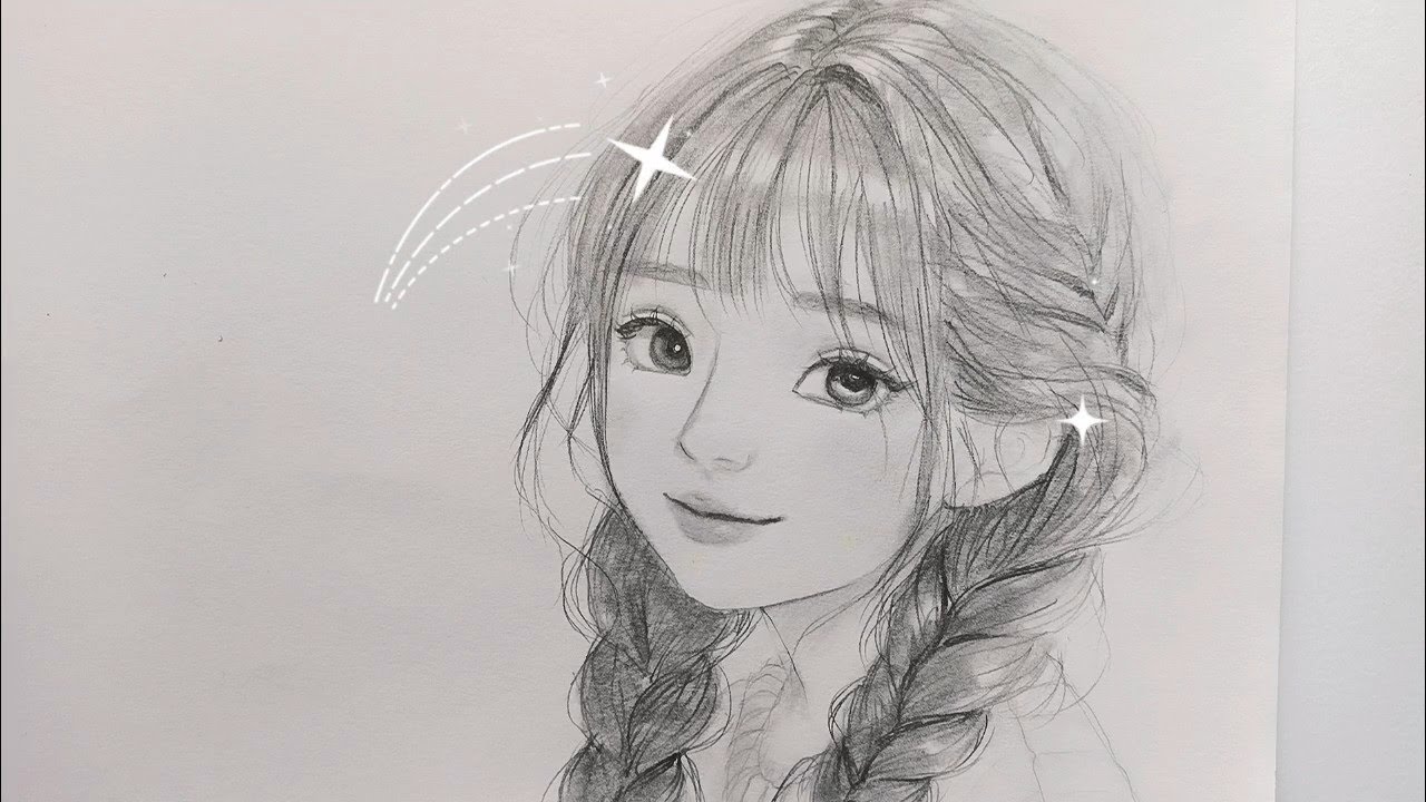 Drawing cute girl with 2 braided hairstyle...so cuteness overload 😍...uh-huh mm 🫣||• Art Vibes 