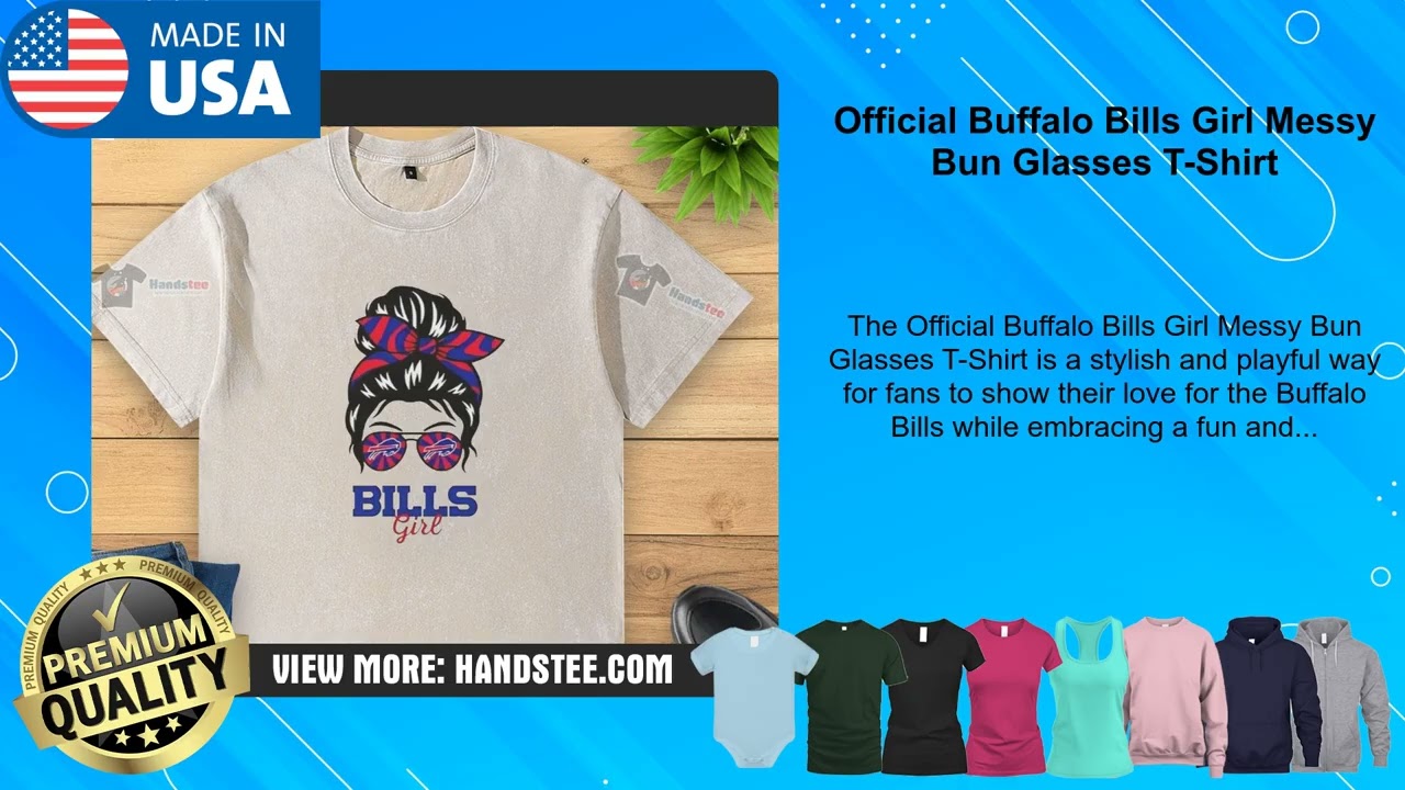Official Buffalo Bills Girl Messy Bun Glasses T-Shirt