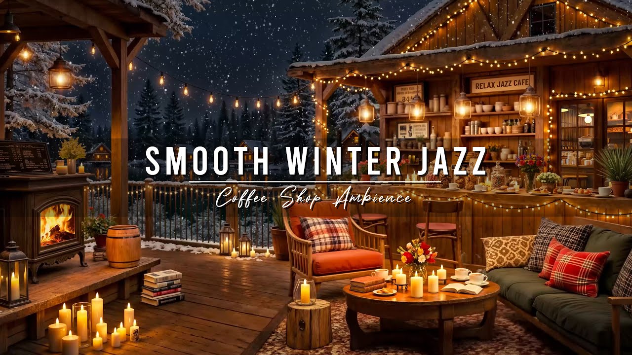 Winter Coffee Shop Ambience with Warm Piano Jazz Music ⛄ Smooth Jazz Instrumental Music for Relaxing