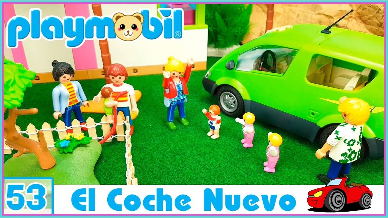 Playmobil 53 - El coche nuevo de Nacho y Eva. Vídeos de Playmobil en español. Unboxing coche 4144
