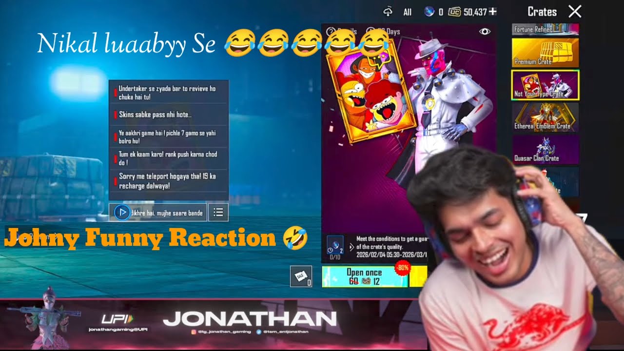 Johny Funny Reaction 🤣 @NOTYOURTYPE BGMI VOICE PACK 😂 @JONATHANGAMINGYT 