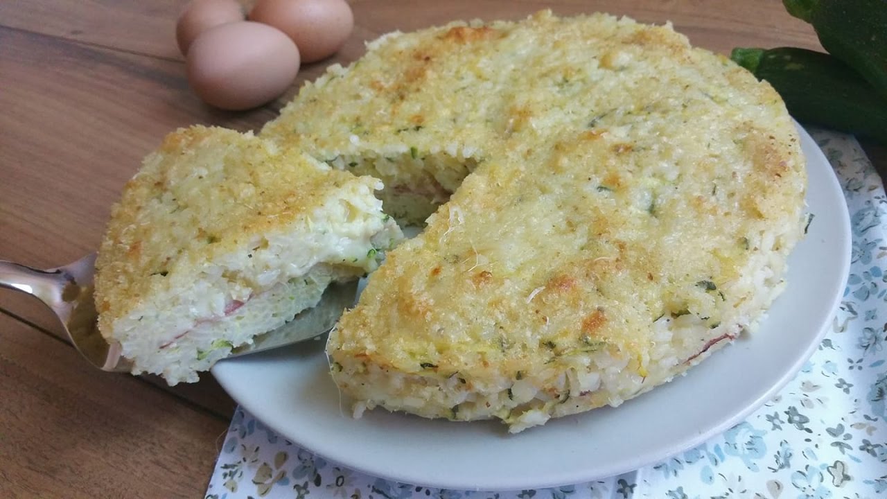 Torta di riso con zucchina e speck