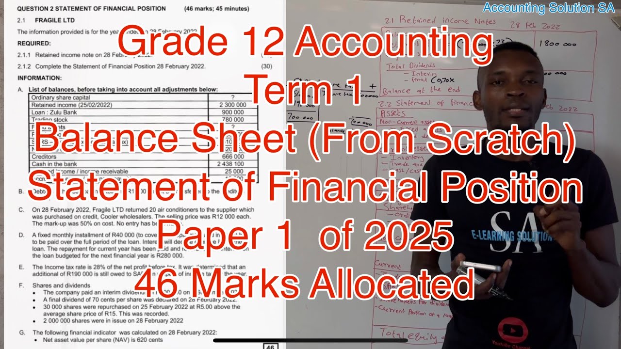 Grade 12 Accounting Term 1 | Balance Sheet From Scratch Full video part 1 of 2025
