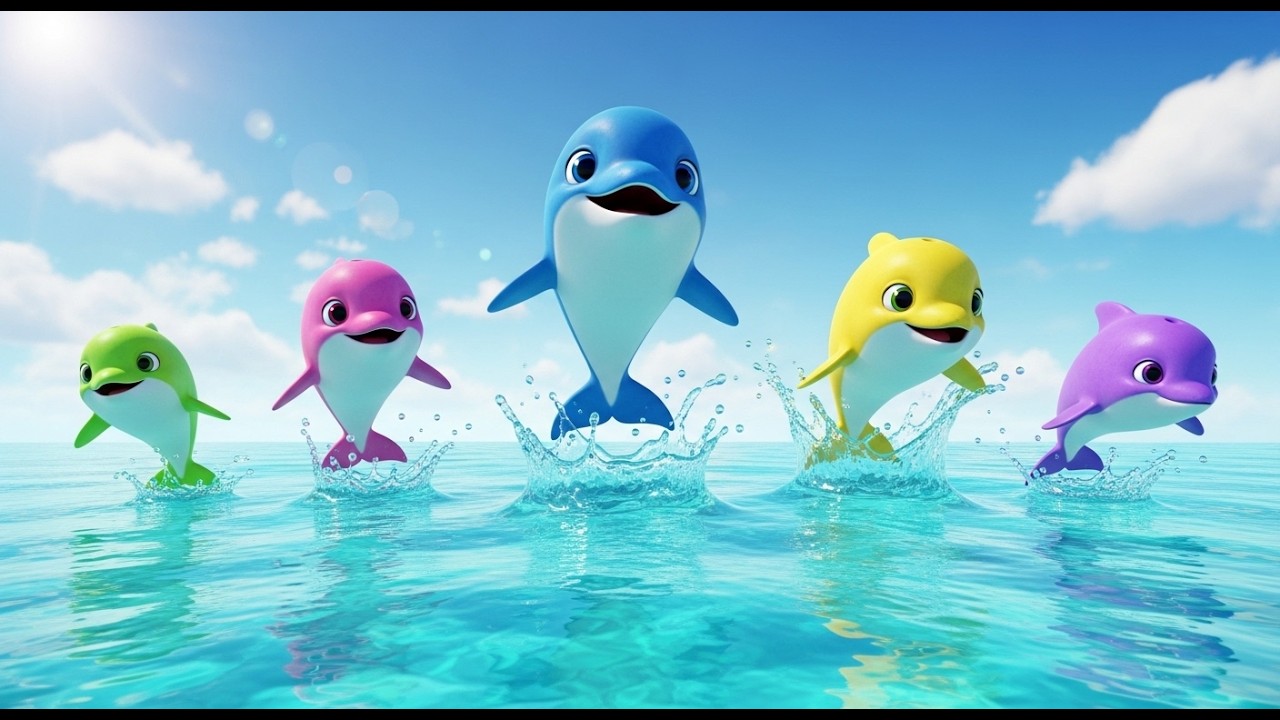 Vijf Kleine Bruinvissen Huppelen, Huppelen | Vrolijk Zeedierenliedje & Tellen