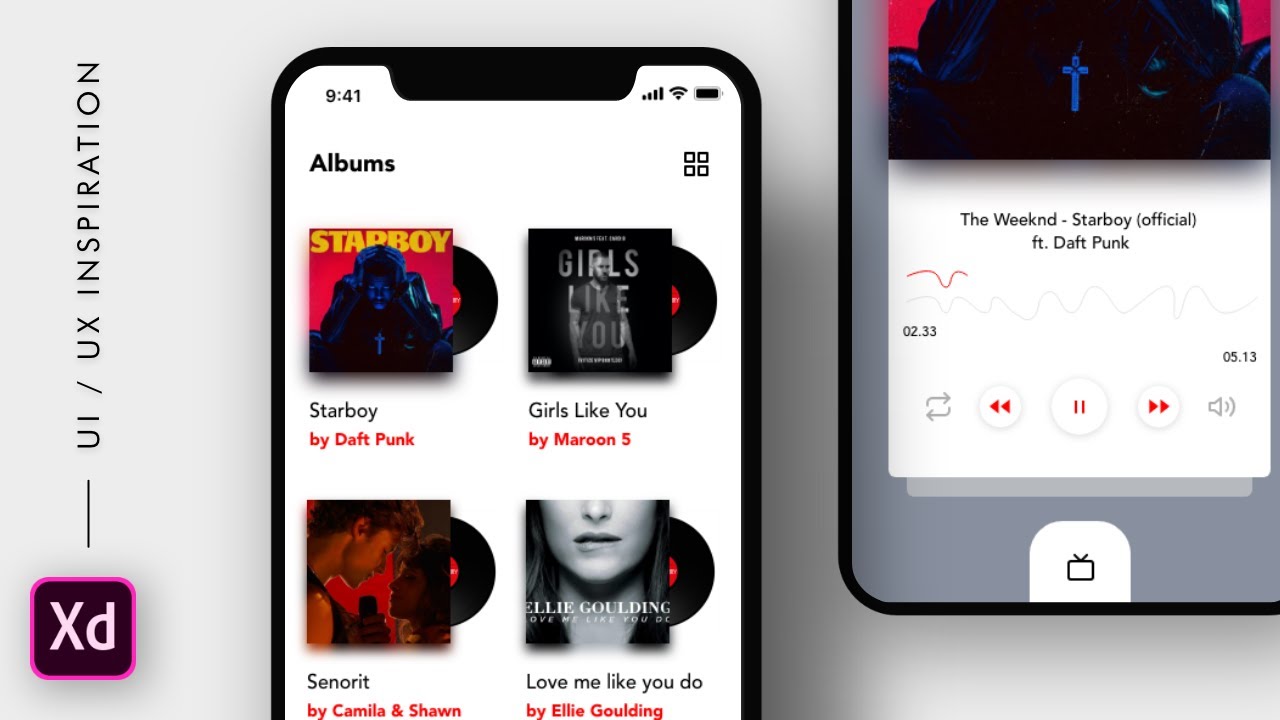 Music player interactive prototype using #adobexd