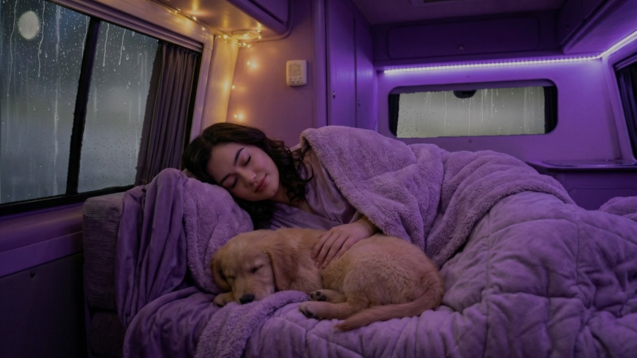 Rainy Night with a Sleeping Puppy 🐾 Relaxing Van Life Sounds