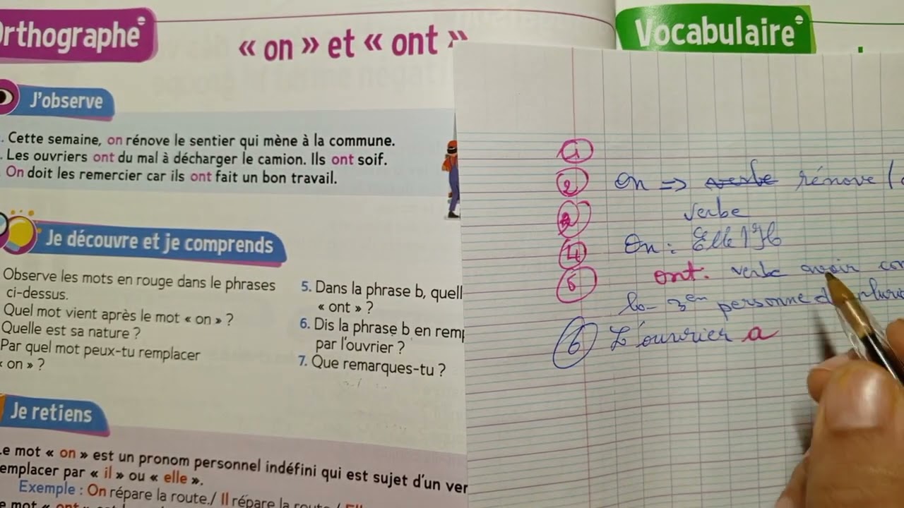 CE2: Orthographe : * on * et * ont * page 68 Le trésor des mots