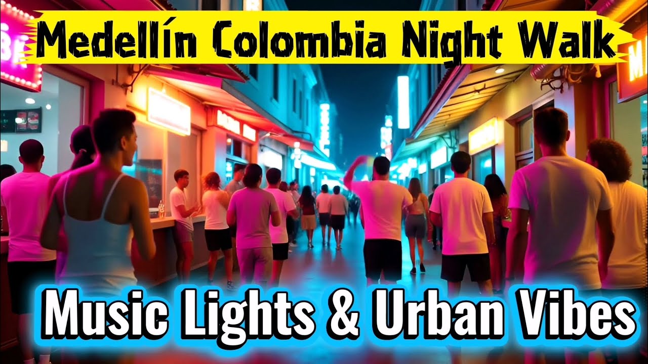 Медельин ночью, 4K POV, пешеходная экскурсия по Колумбии, городская атмосфера, яркая ночная жизнь...