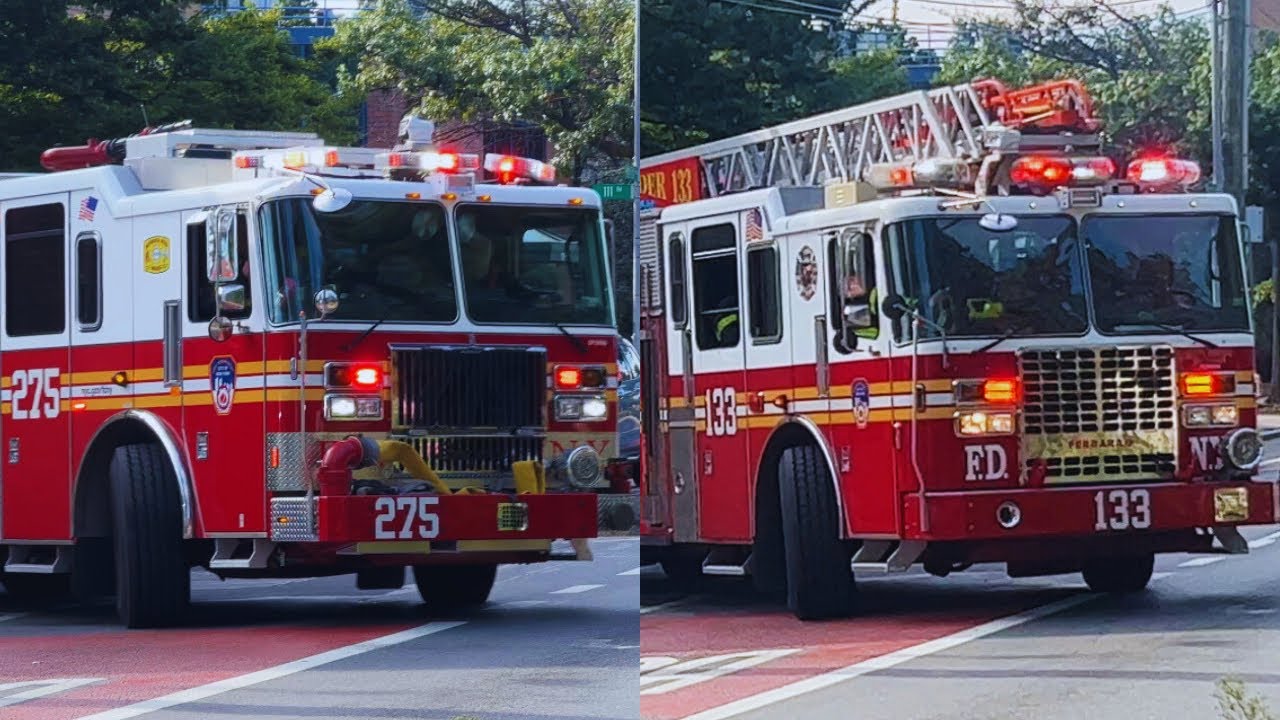 **DOULBE Q2B** FDNY Engine 275 & Ladder 133 Responding urgently from quarters for a gas leak