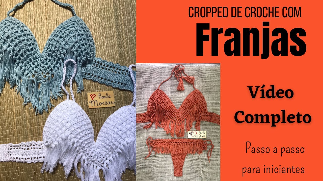 ❤️Top/Cropped frente única de crochê com franja - passo a passo para iniciantes