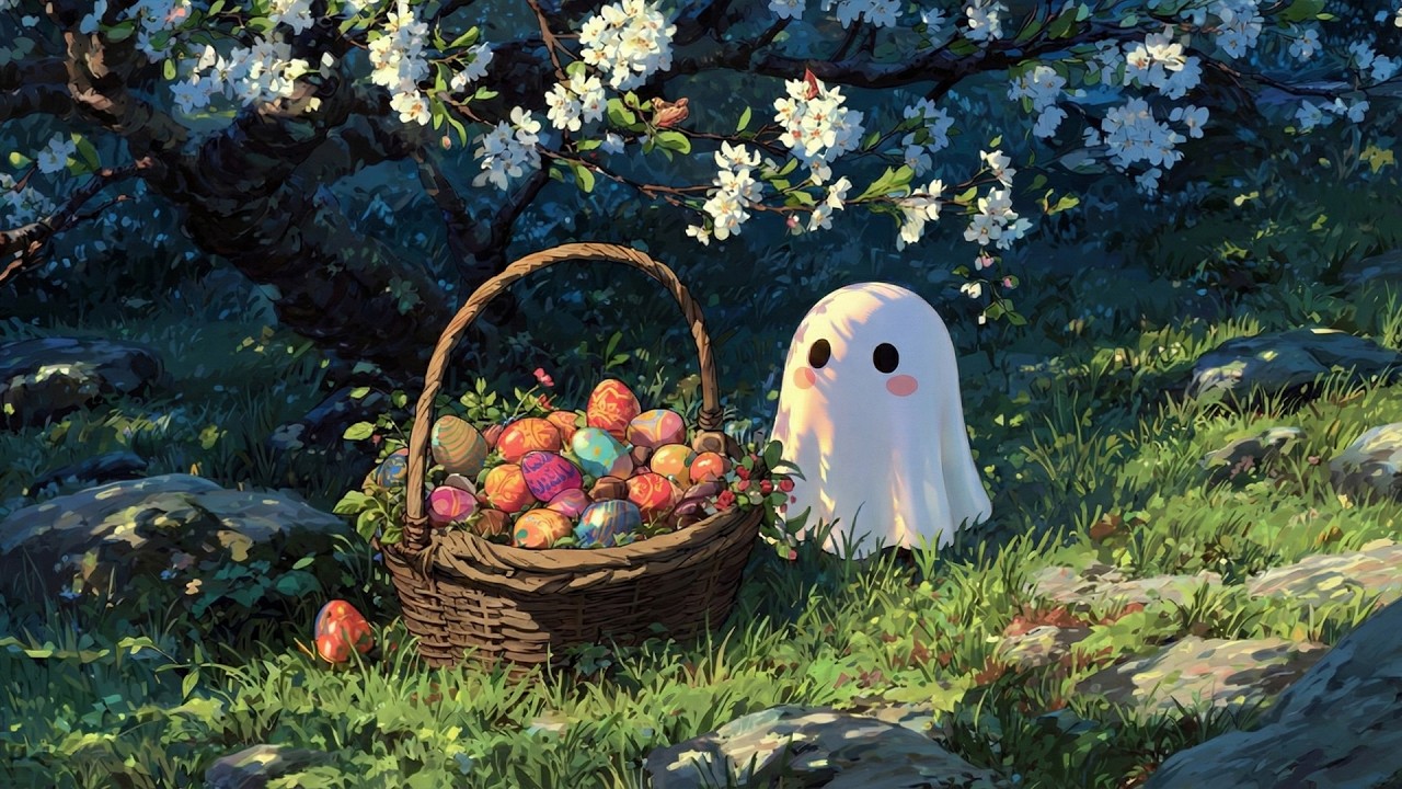 Ghostly Easter Basket 👻🥚 Cozy Spring Lofi ~ Chillhop Beats for Study, Reading & Sunny Days 🌸☀️