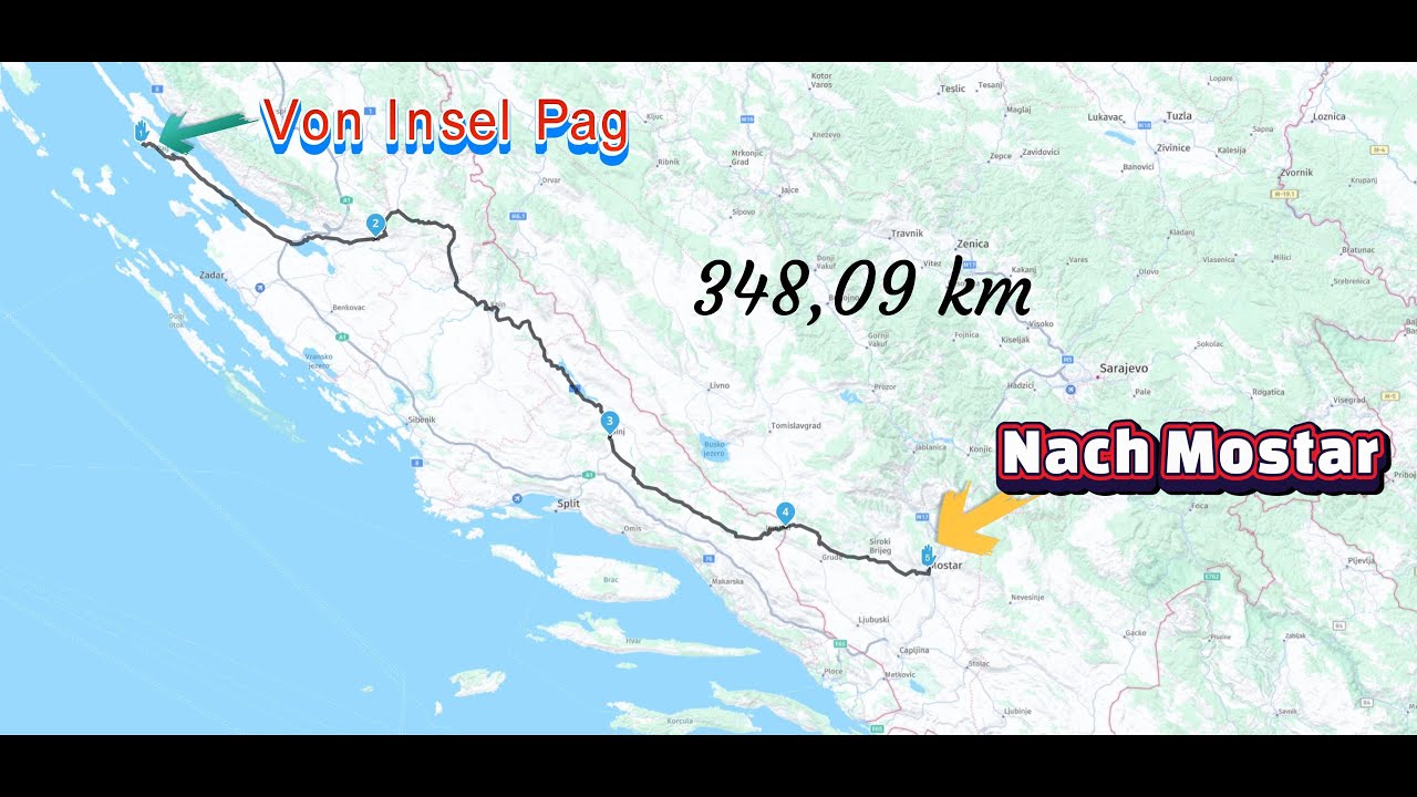 Roadtrip von der Insel Pag nach Mostar