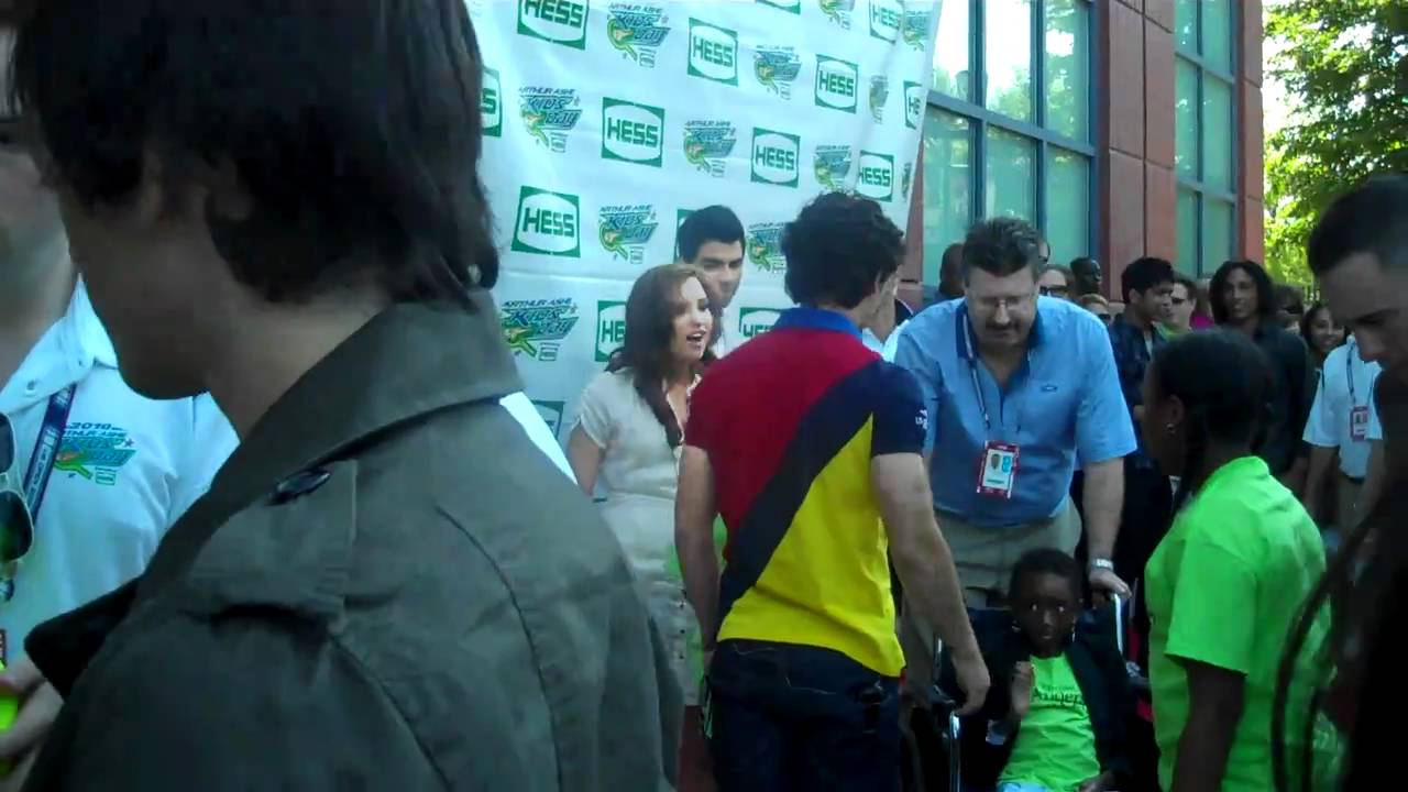The Jonas Brothers And Demi Lovato At The Arthur Ash Kids' Day At The US Open In NYC