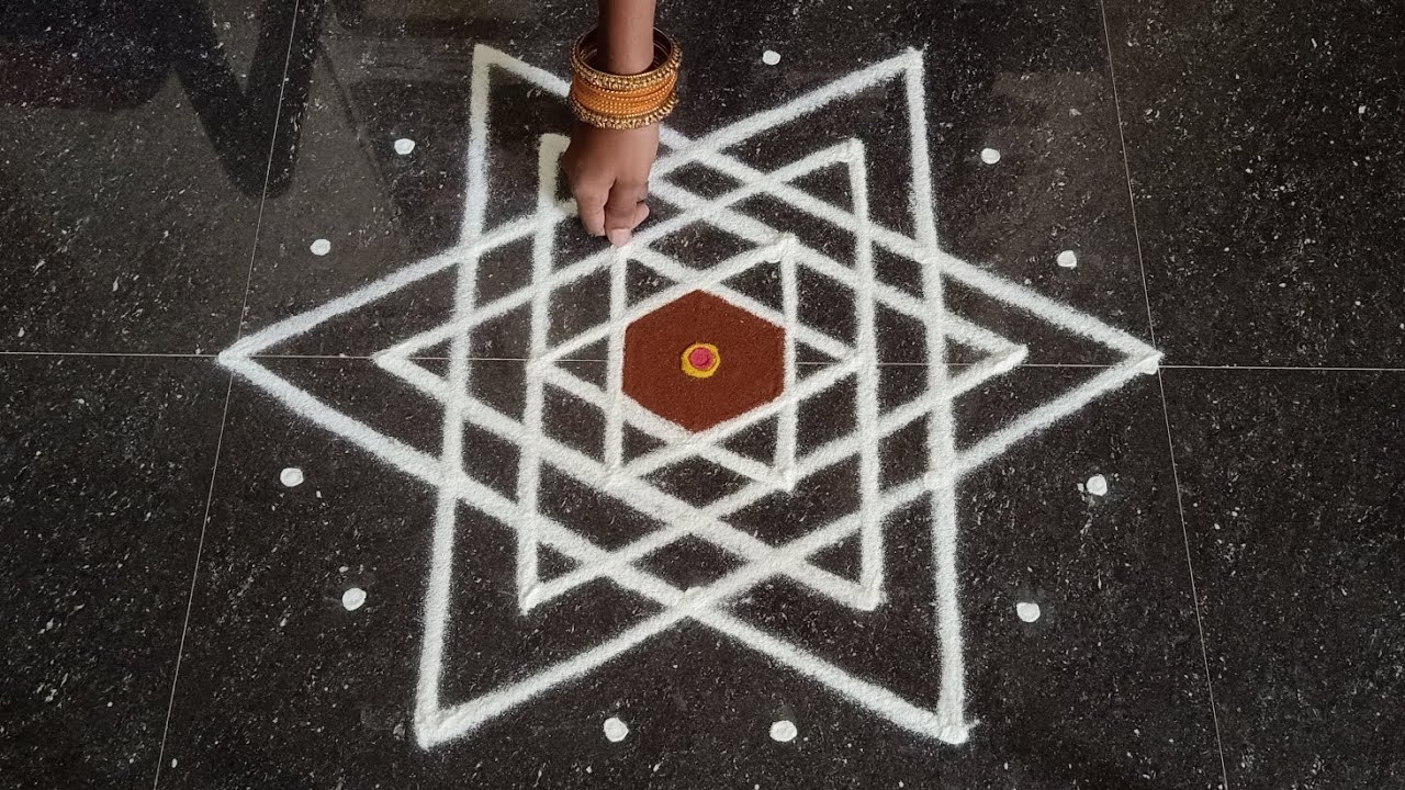 Thai madham special star padi kolam | 7*4 simple easy kolam | Pandaga muggulu | Rangoli kolangal