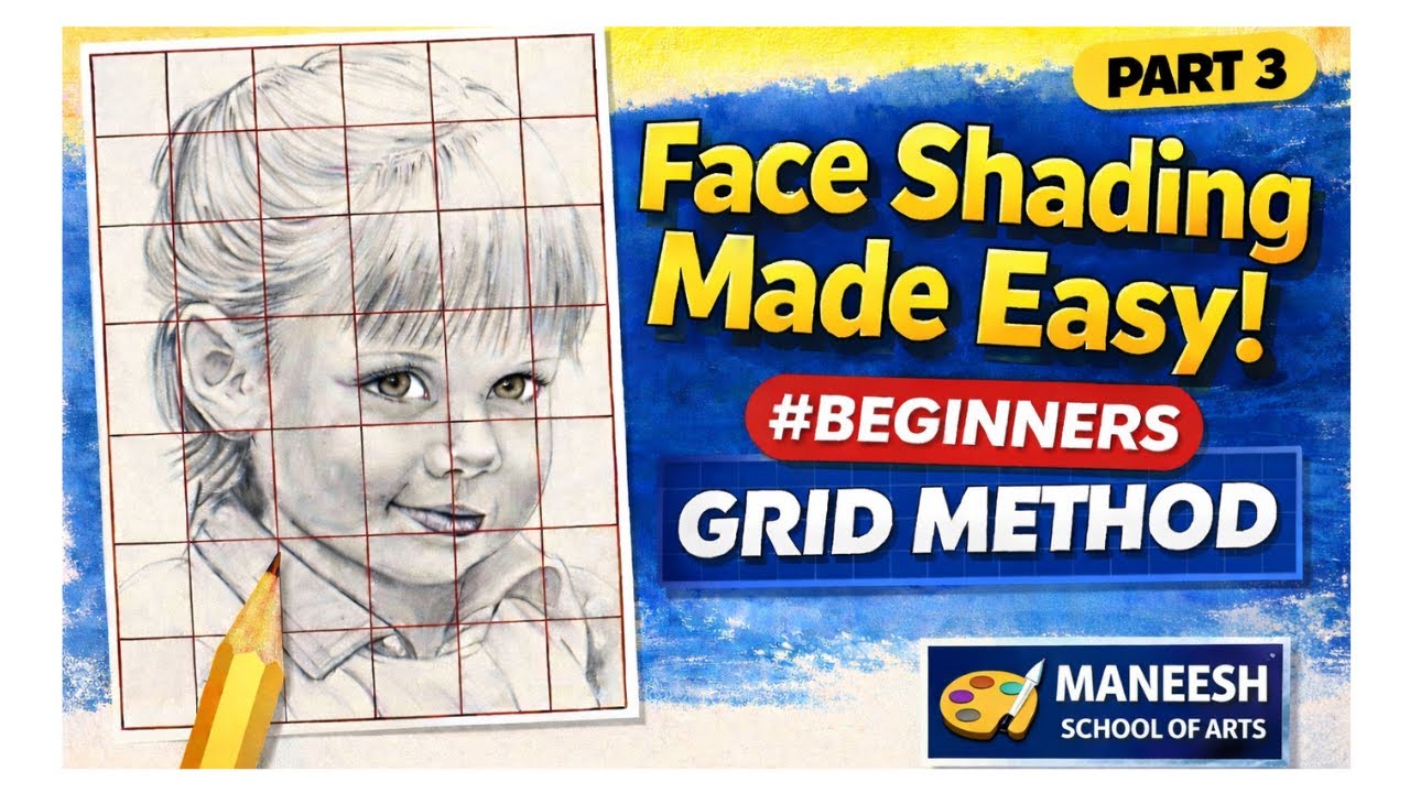 Simple Face Shading – Step by Step for Beginners | PART 3 | Grid Method