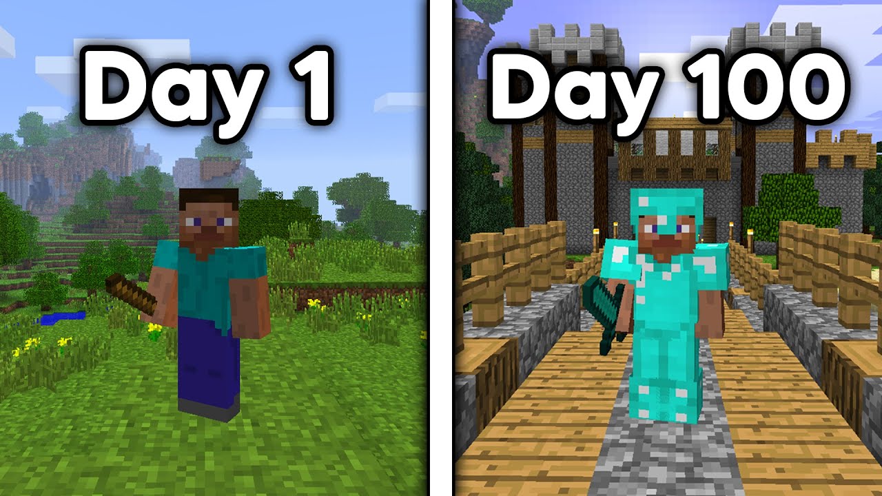 I Spent 100 Days In Old Minecraft