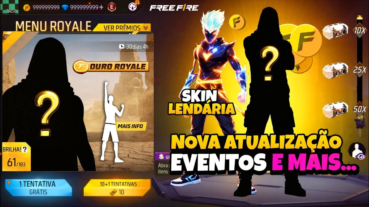 CORRE!! NOVO OURO ROYALE, PEGUE SEU EMOTE E NOVA SKIN LENDÁRIA NO FREE FIRE
