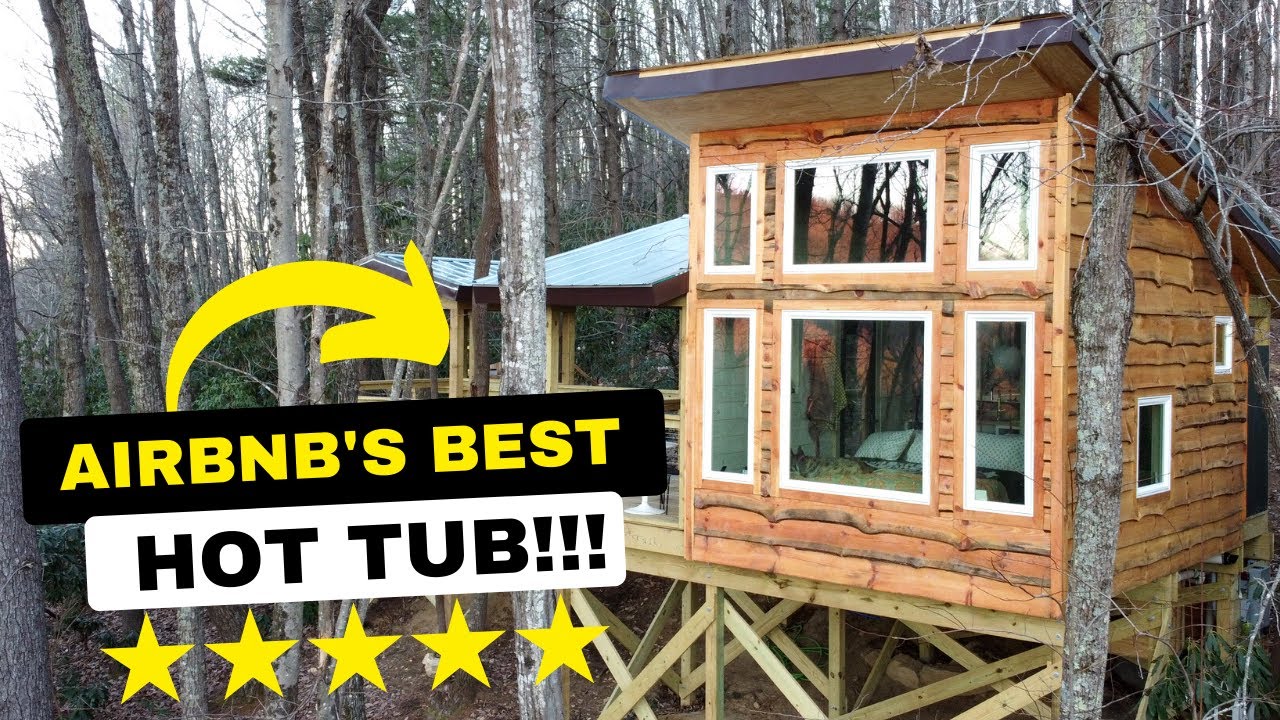 Treehouse Airbnb Full Tour In The NC Mountains || BEST Hot Tub!!!