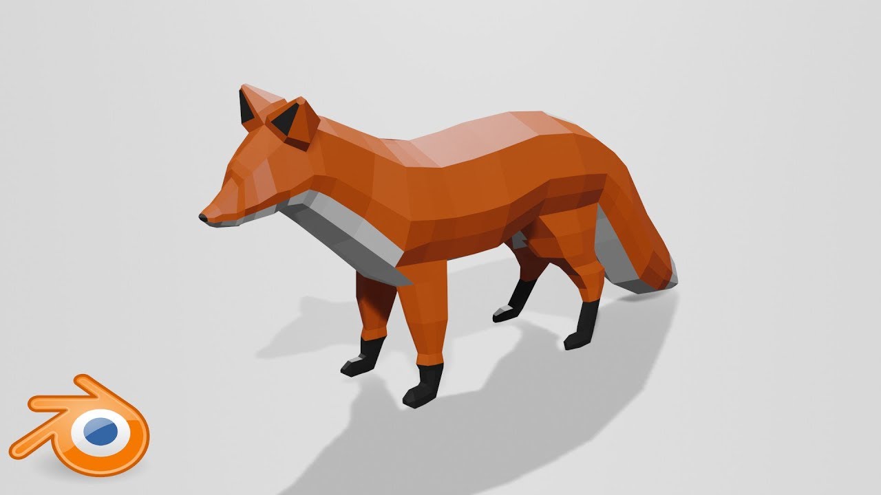 Blender Timelapse- low poly fox