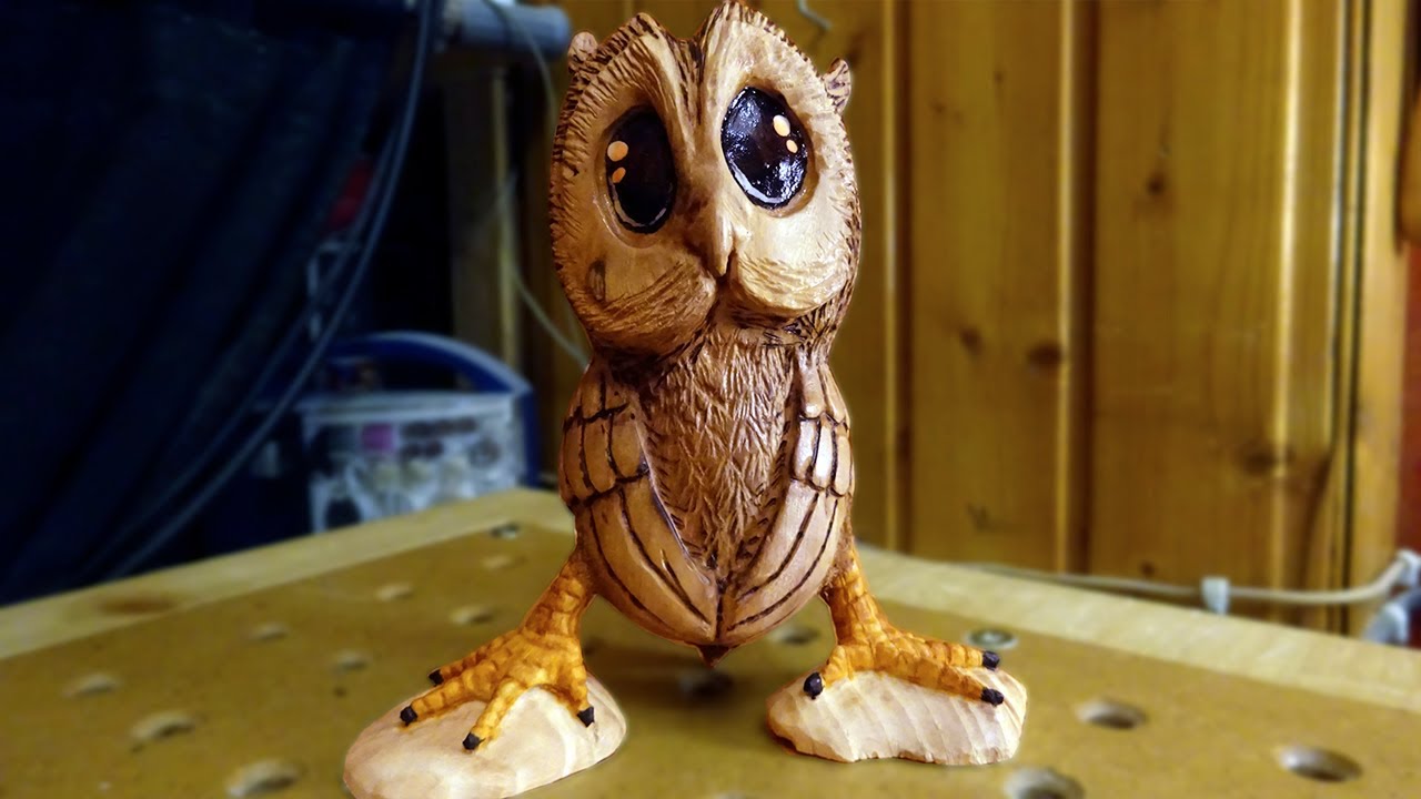 wood carve a basic owl - dremel power carving