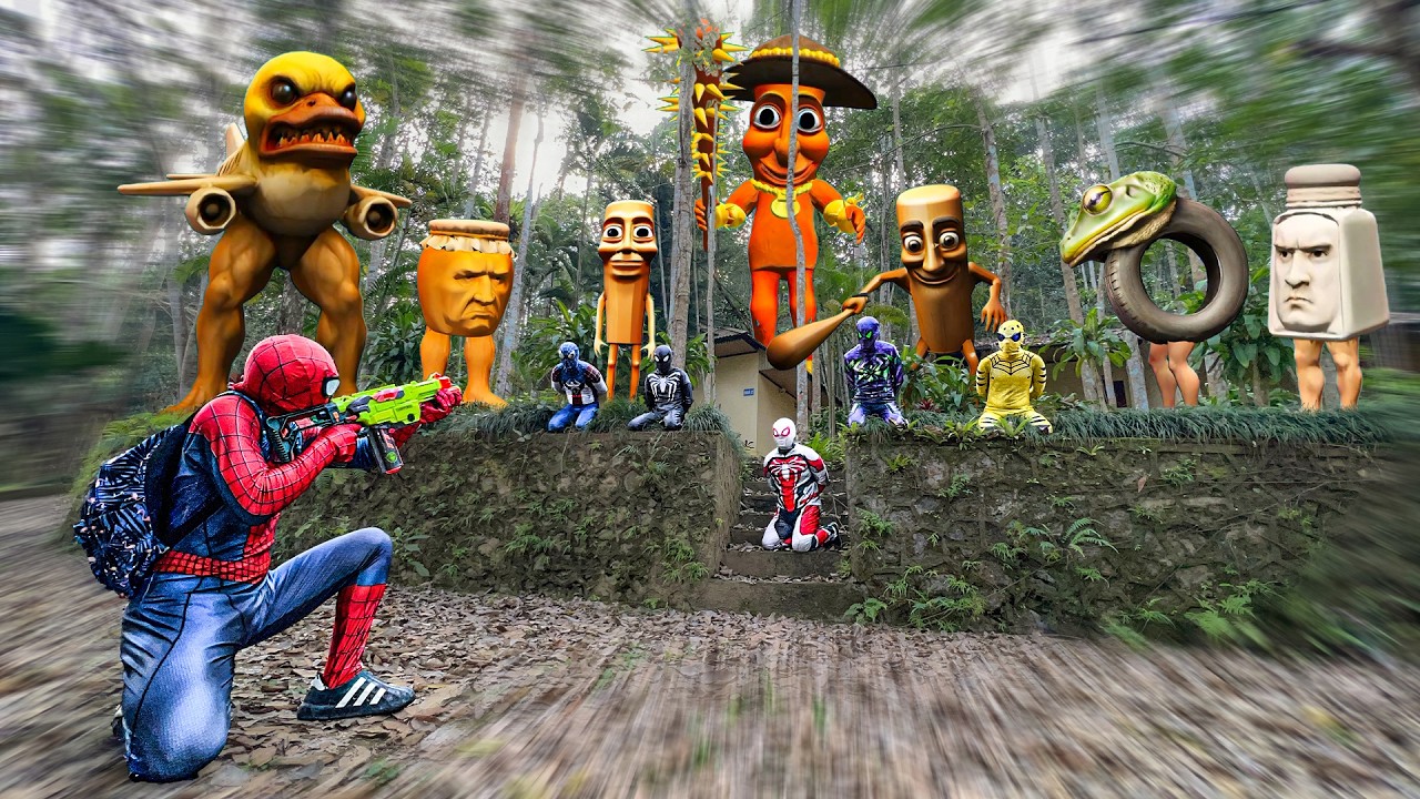RED Spider-Man Rescue Teammates & Escape from Team Brainrot's territory - ( Live Action )