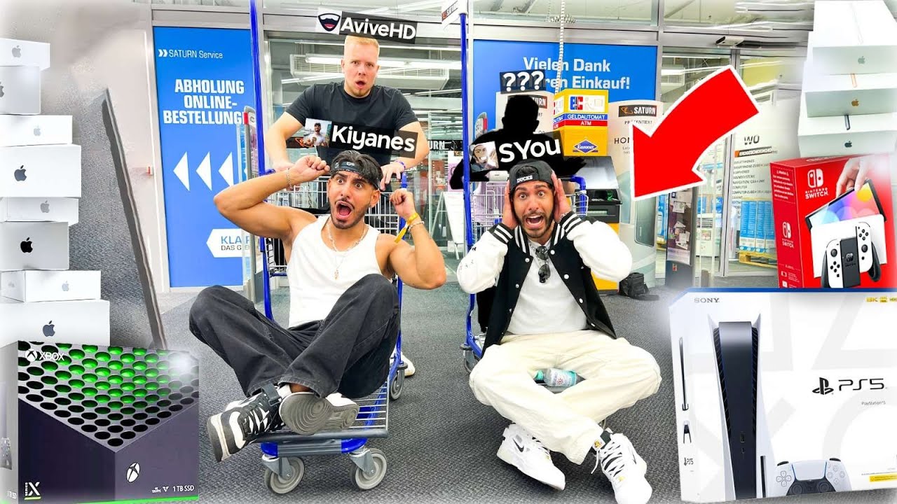 XXL EINKAUFSWAGEN 1000€ RENNEN im Saturn mit 10 YouTuber!
