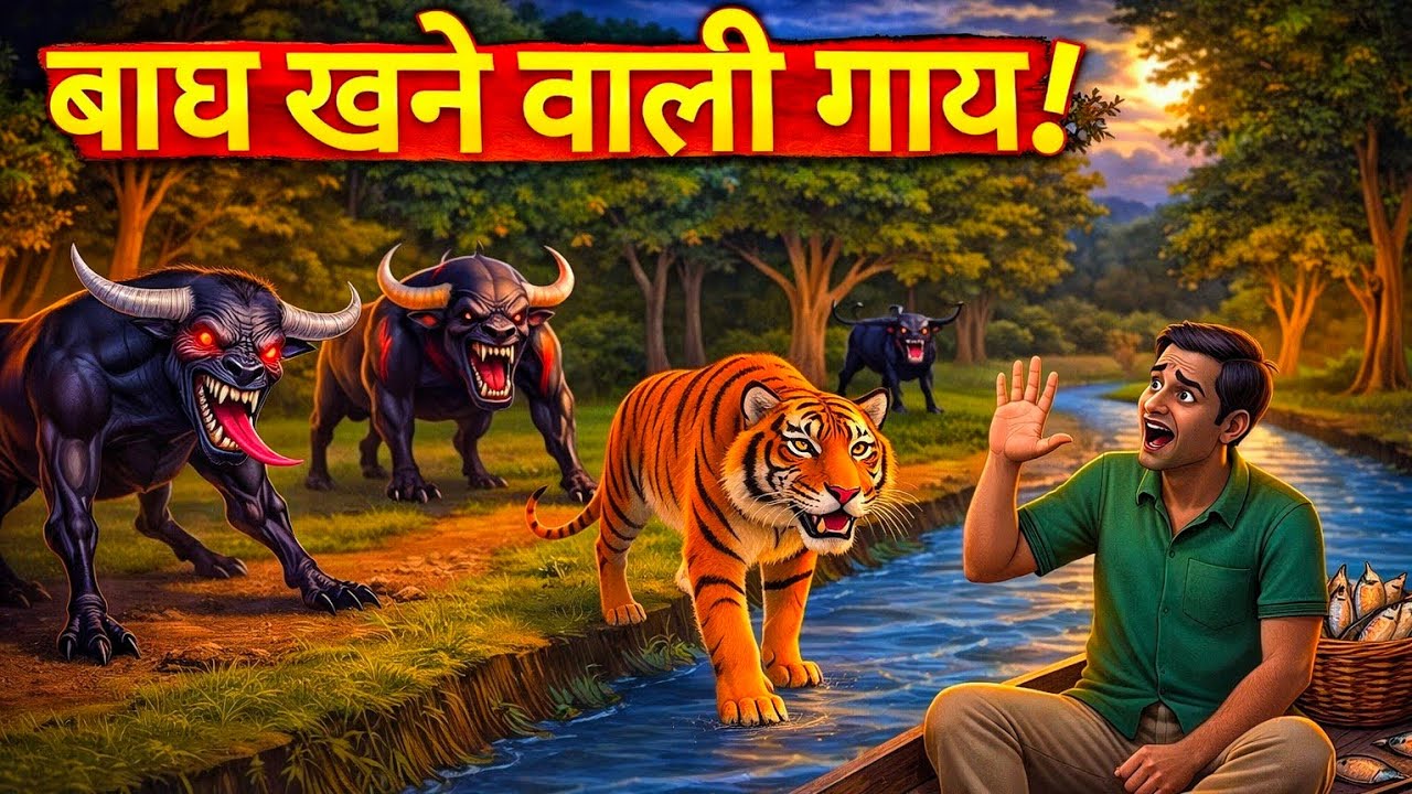 खूंखार बाघ का आतंक | गाय भूत की झुंड और बाघ | COW GHOST & TIGER | Hindi Moral Stories