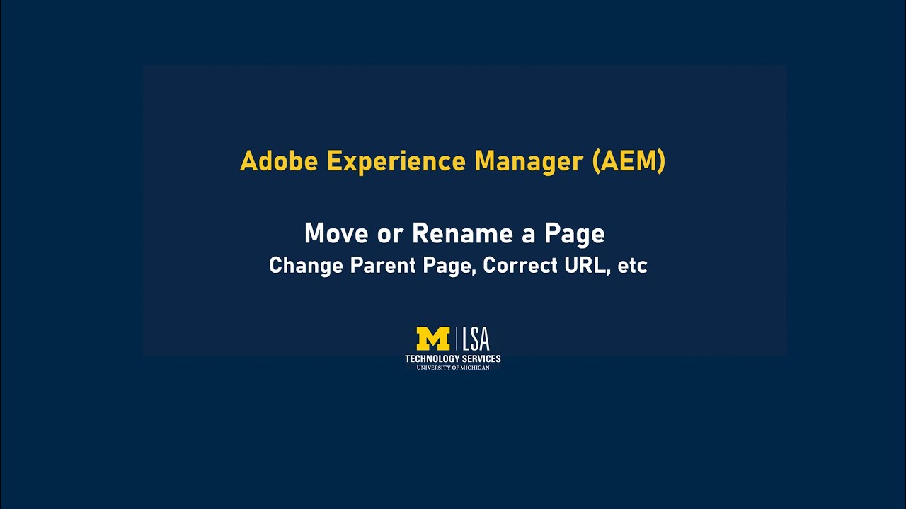 AEM Training: Move or Rename a Page