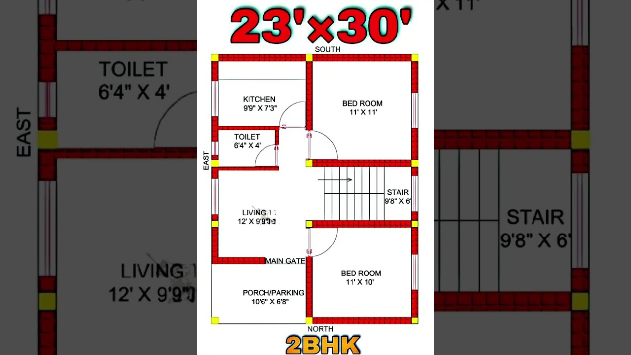23' x 30' ground floor design | 2d 2bhk home plan | north facing house