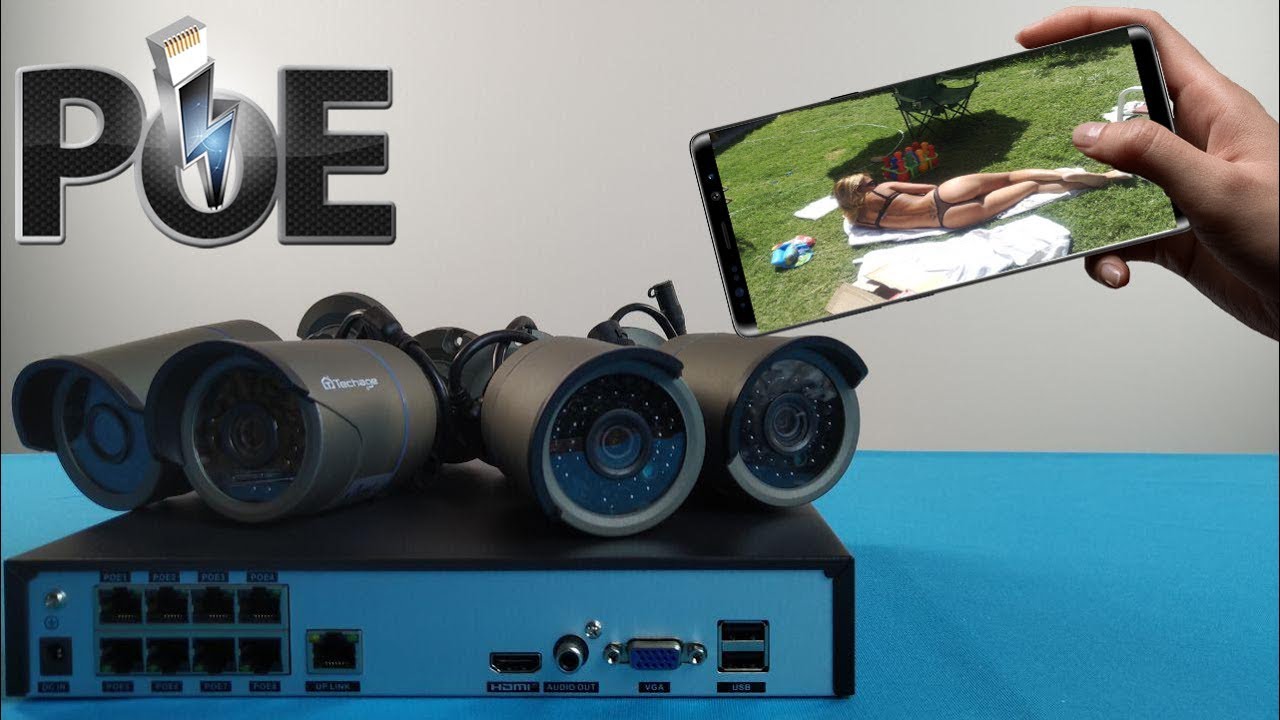 НЕДОРОГОЙ КОМПЛЕКТ 4 IP POE КАМЕРЫ ВИДЕОНАБЛЮДЕНИЯ Techage