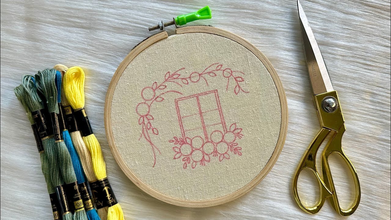 CHARMING WINDOW WITH BLUE AND WHITE CLIMBING ROSES!! 🌸 Embroidery for Beginners with free Pattern ❤️