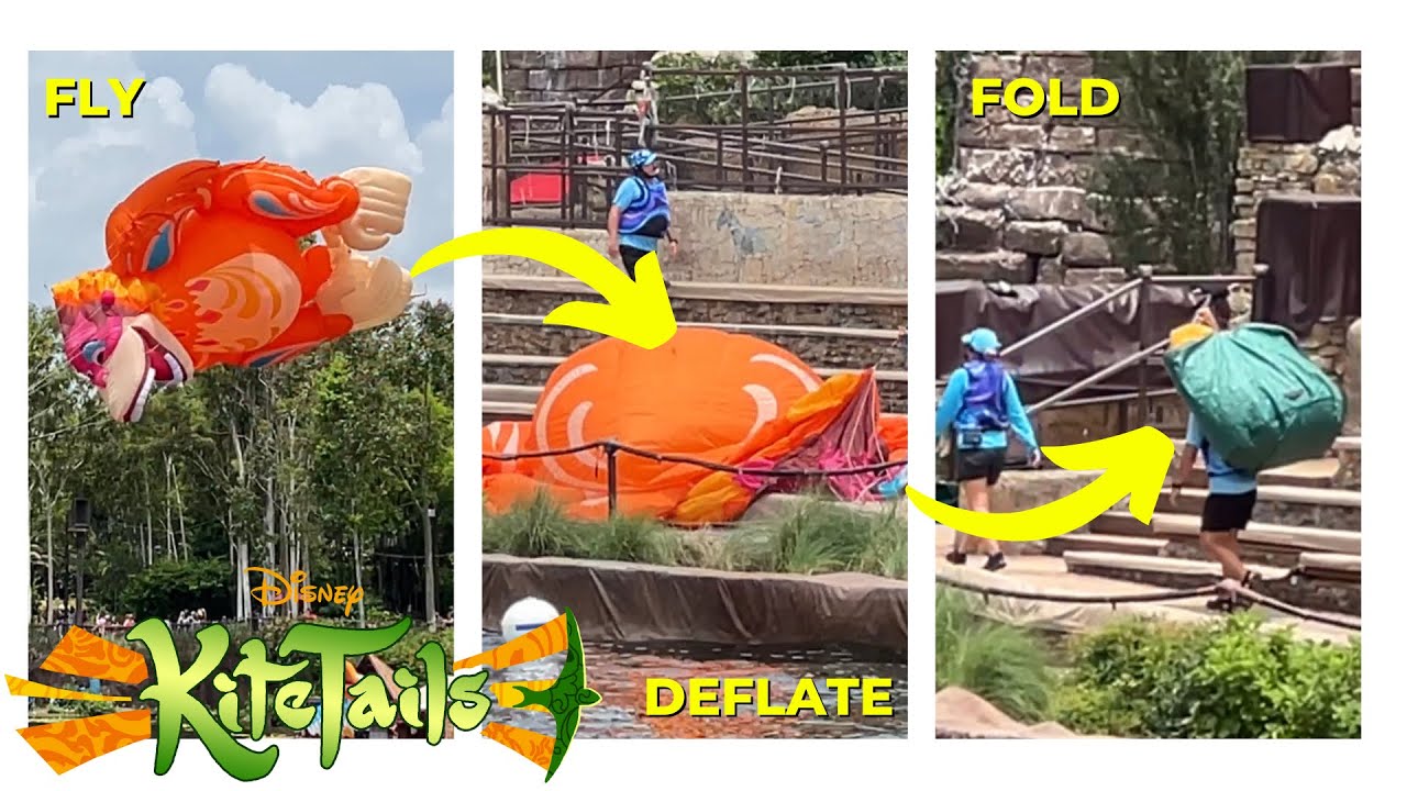 Disney Workers Deflate & Fold King Louie In Minutes! | Disney KiteTails - Animal Kingdom