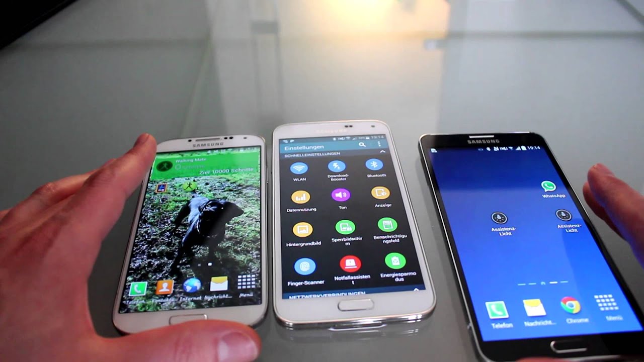 Samsung Galaxy Note 3,  S4,  S5 Vergleich Deutsch