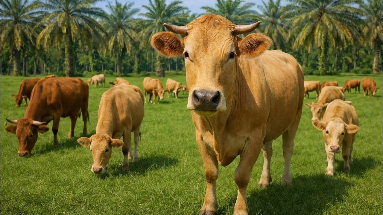Kawanan Lembu Jinak Berkeliaran di Lahan Luas | Suara Sapi Moo Asli