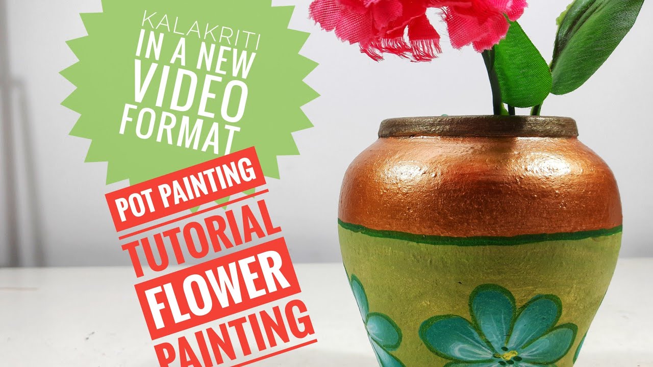 clay pot painting tutorial | acrylic one stroke painting step by step | flower painting