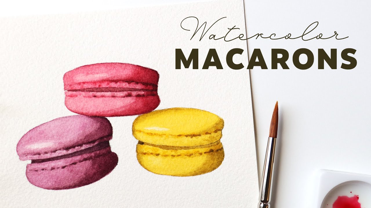 How to paint macarons in watercolor  |Easy painting tutorial -Food Illustration