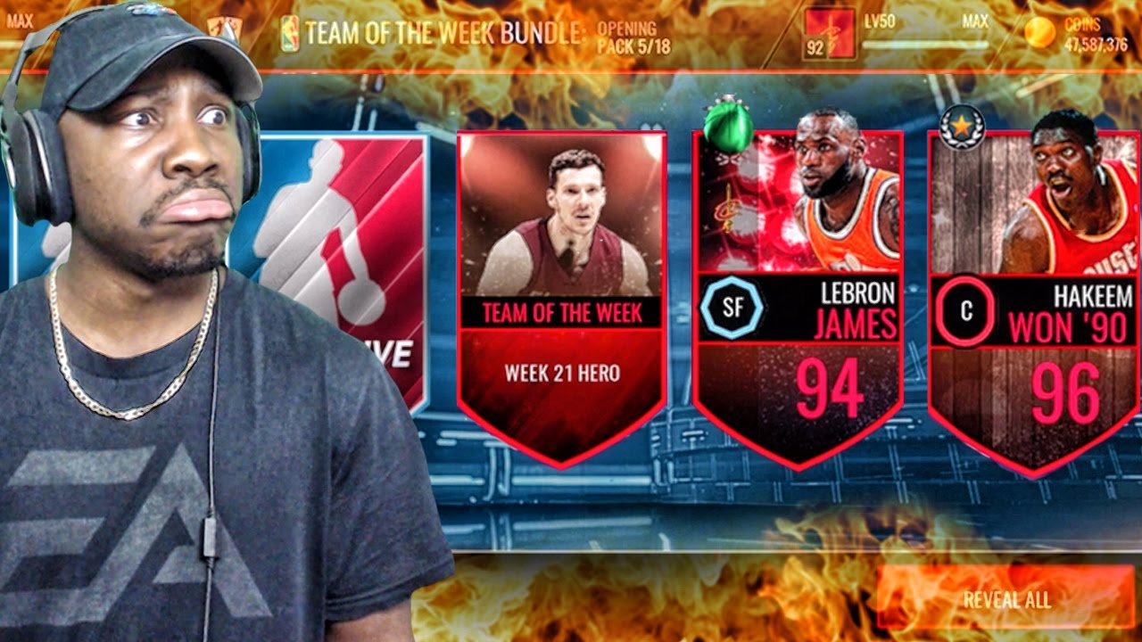 TEAM OF THE WEEK PACK OPENING & NEW LEBRON JAMES! NBA Live Mobile 16 Gameplay Ep. 88