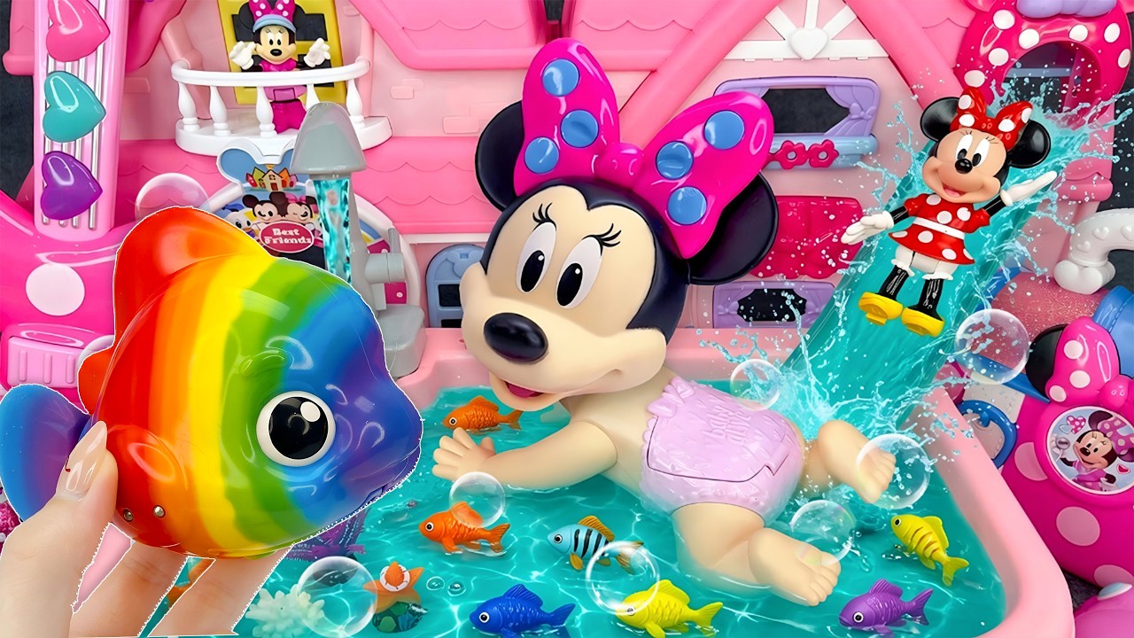 Minnie Mouse 2026🎀 Set Unboxing rainbow mermaid bath y piscina sorpresa con juguetes Disney ASMR