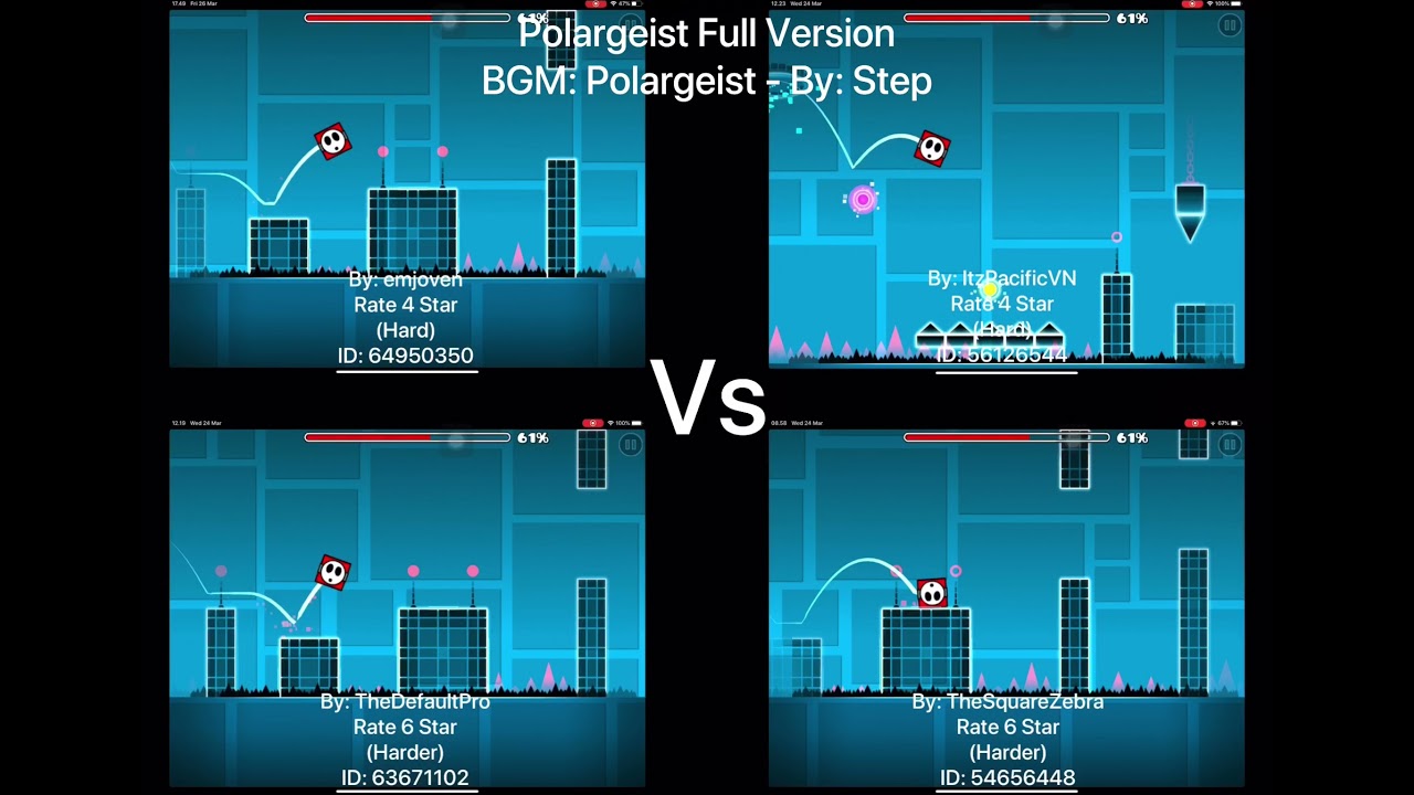 Geometry Dash = Polargeist Full Version (Comparison) (emjoven Vs ItzPacificVN Vs More)