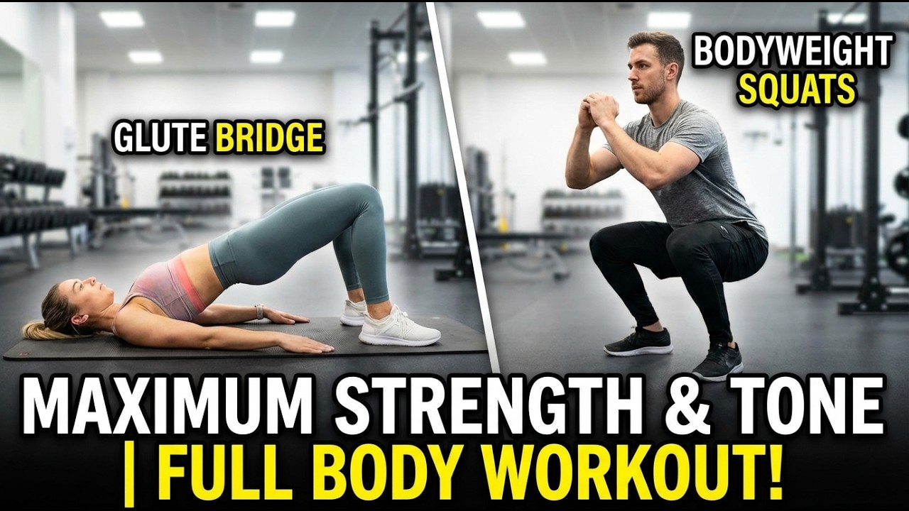 Glute Bridge & Bodyweight Squats for Maximum Strength & Tone | Full Body Workout!