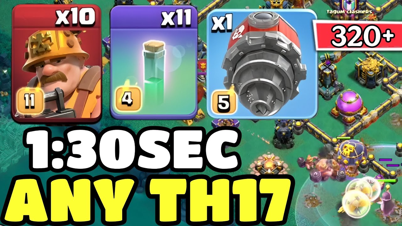 Стратегия атаки Th17 Super Miners с буровой машиной и RC Invi Charge || Clash of Clans || COC