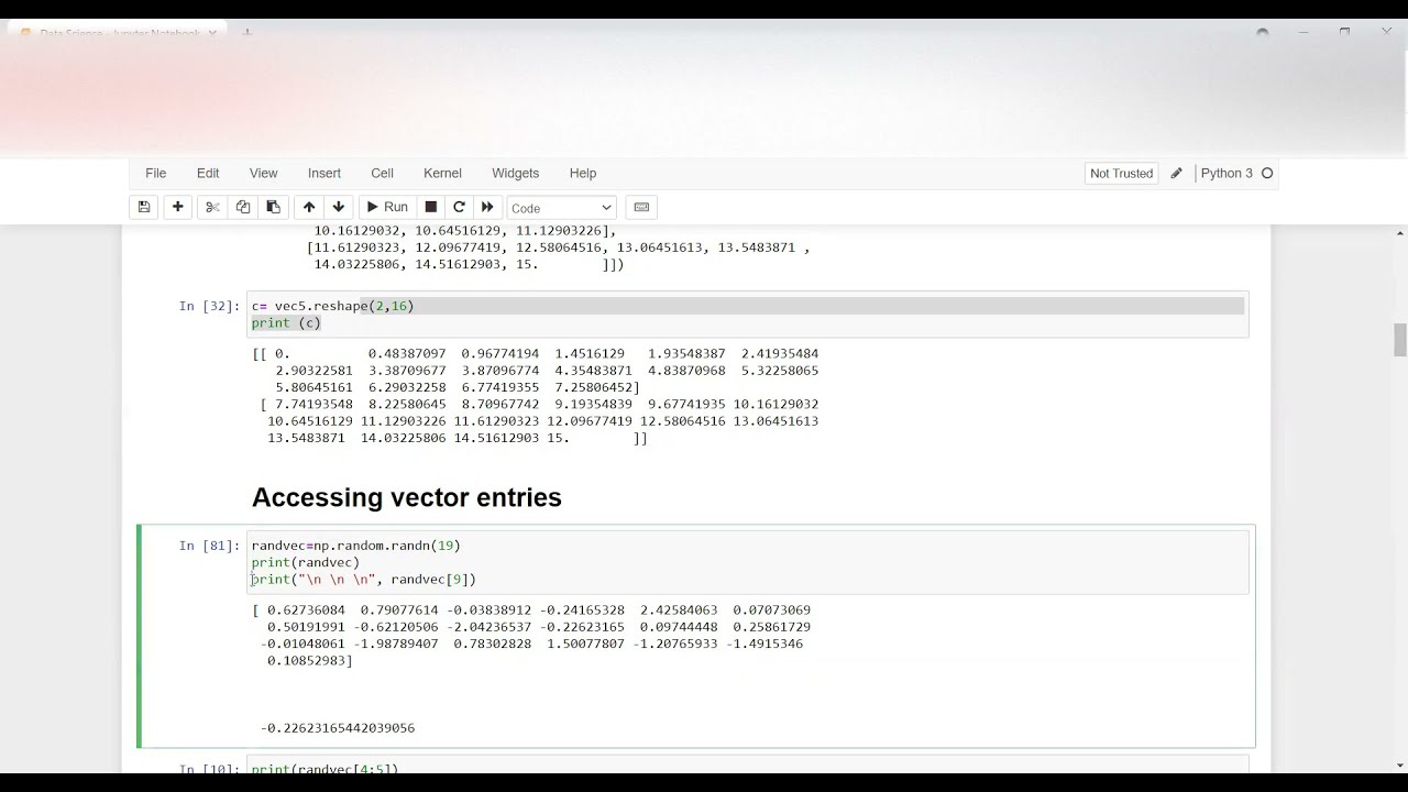 Day 2- Accessing elements from array and matrix using numpy library