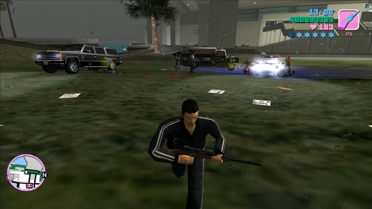 GTA Vice City Epic 6 Stars Wanted Level Shootout + Tank Rampage + Escape
