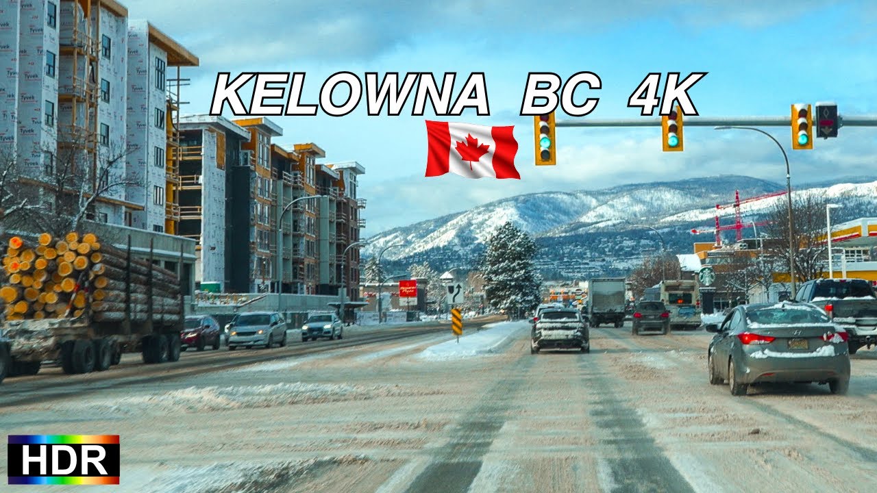 Driving Kelowna BC Canada 4K HDR - After Snow Storm 2024
