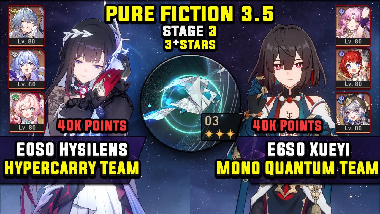 E0 Hysilens Carry W/ Robin & E6 Xueyi Carry W/ Cipher (3 Stars) Pure Fiction 3 Honkai Star Rail 3.5