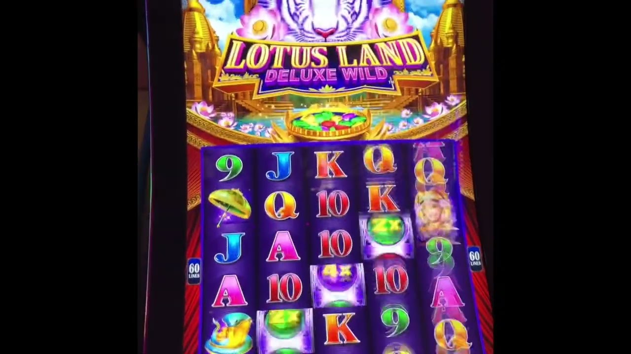 Lotus Land De Luxe Wild Slot machine. Got a bonus free games after 13 spins at $0.60 cents bet