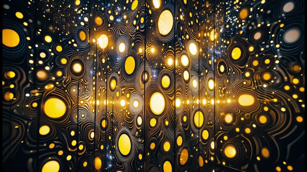 Yellow Dot Bubbles Psychedelic Fractal Wallpaper / Blackground