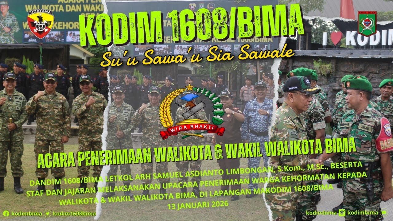 WALIKOTA DAN WAKIL WALIKOTA BIMA TERIMA ANUGERAH WARGA KEHORMATAN KODIM 1608/BIMA